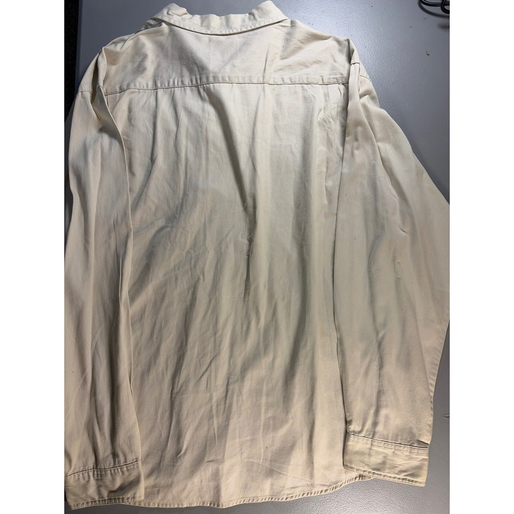 Wrangler Button Down Shirt Mens 3XL Tan 100% Cotton Long Sleeve Double Pocket - Picture 7 of 7